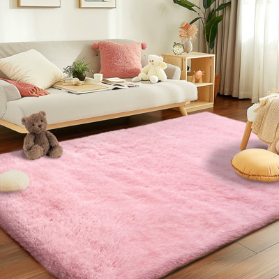 Solid Rug Soft Fluffy Pink Indoor Area Rug for Living Room Bedroom Nursery Kids Room