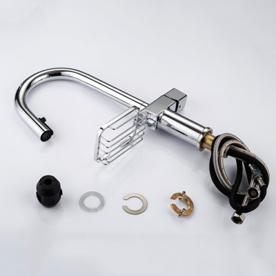 Single Hole High Arc Pull - Down Kitchen Faucet Made Of Stainless Steel, Featuring Dual Function , 360 Rotation, Simple Diy Setup, Leak Performance, And Storage Shelf For Bar Steel