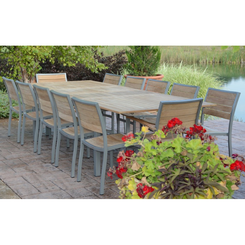 SoHo Teak Aluminum Outdoor Stacking Sidechair, Silver
