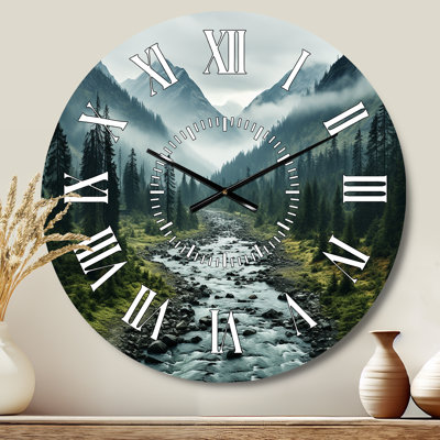 Canada Misty Mountains - Landscapes White Face Wall Clock