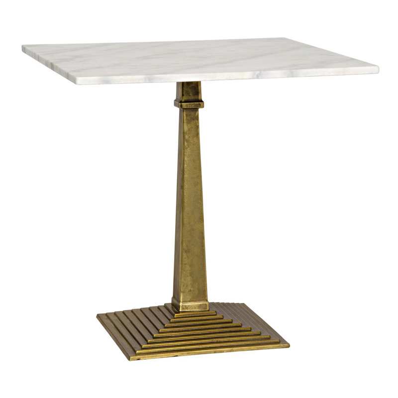 Fadim Marble Top End Table, Antique Brass