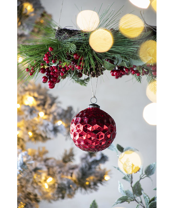 Ensemble de 6 décorations de Noël 6 po de diamètre rouge