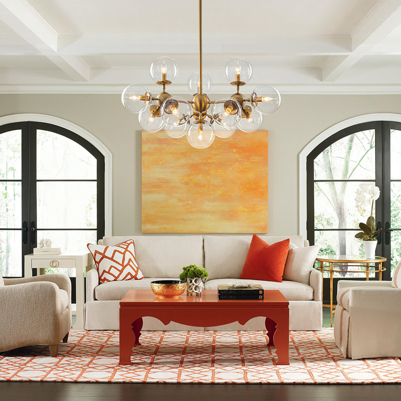 Bold Modern 13-Light Cluster Clear Glass Chandelier