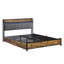 Tête de lit grand avec rangement, avec port de charge, 4 tiroirs, lumières à DEL, rangement pour lit brun et gris, option, espace de tiroir, colorway-121015980