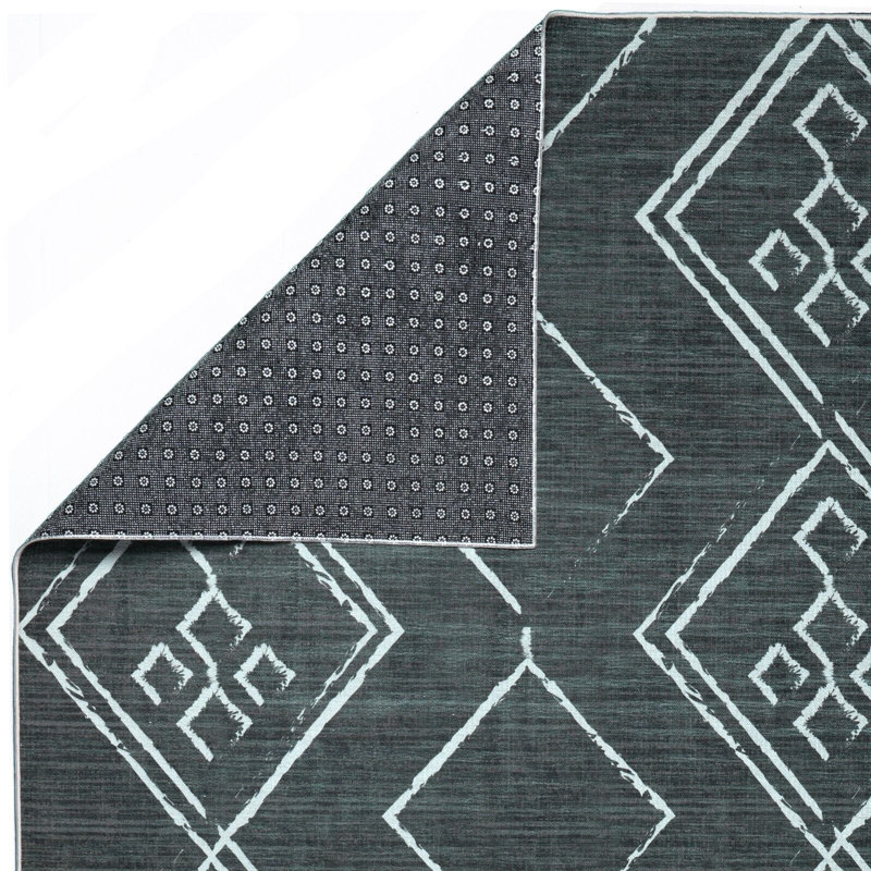 Ghena Washable Geometric Indoor Rug, Rectangle 4' x 6'