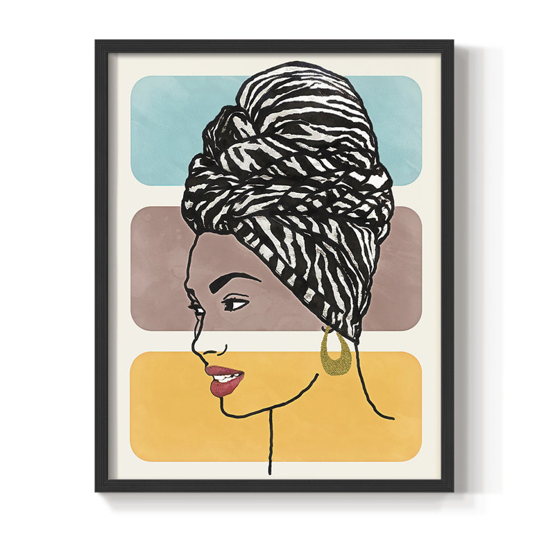 «Head Wrap II», reproduction encadrée - bois massif, Noir, H 10 po x l 8 po