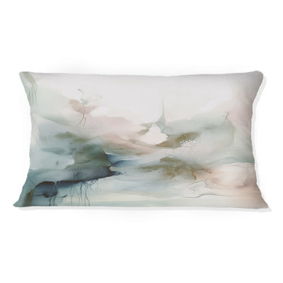 Green And Cream Essence Of Modernity II - Abstract Marble Printed Throw Pillow
