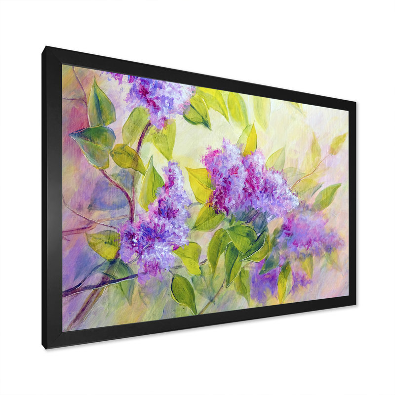 «Modern Modern Lilac Flowers VII», reproduction sur toile flottante, H 8 po x l 12 po x P 1 po, Cadre noir