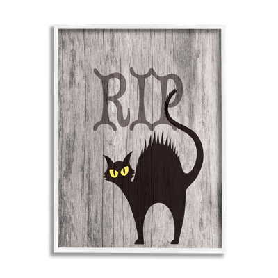 «RIP Halloween Cat» par Lil 'Rue - reproduction de cadre flottant sur bois