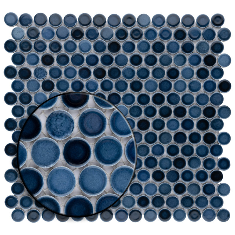 Hudson Penny Round .80" x .80" Porcelain Penny Round Mosaic Wall & Floor Tile, Glacier