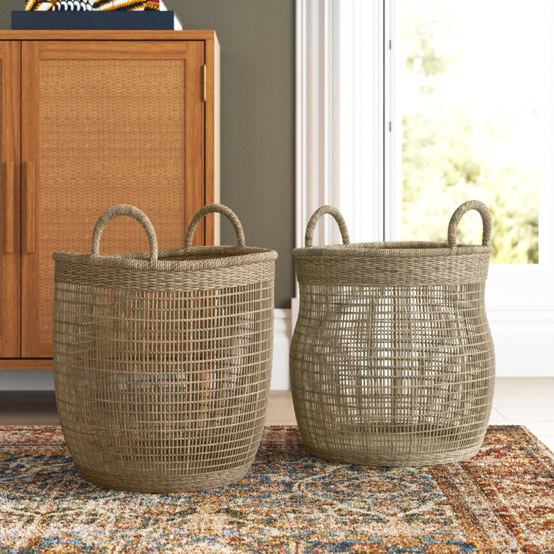 Delma 2 Piece Rattan Basket Set