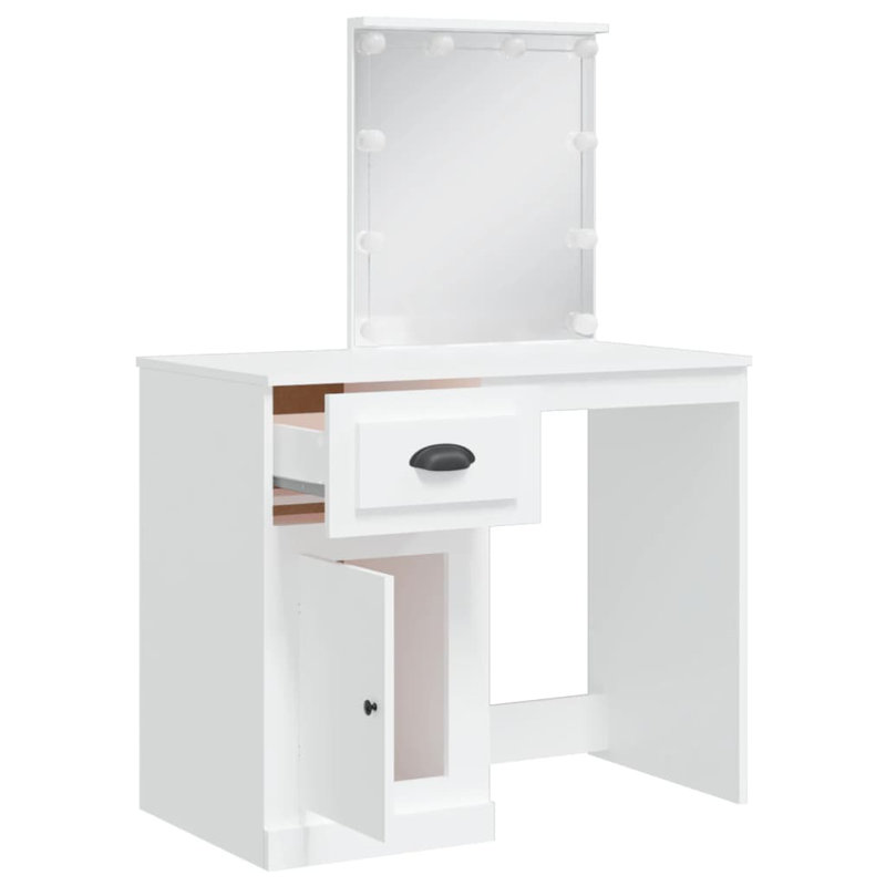 Dressing Table with Mirror, White