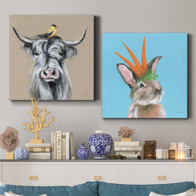 «Playful Nature», ensemble de 2 peintures 2 pièces, H 32 po x l 64 po x P 1 po, Toile tendue