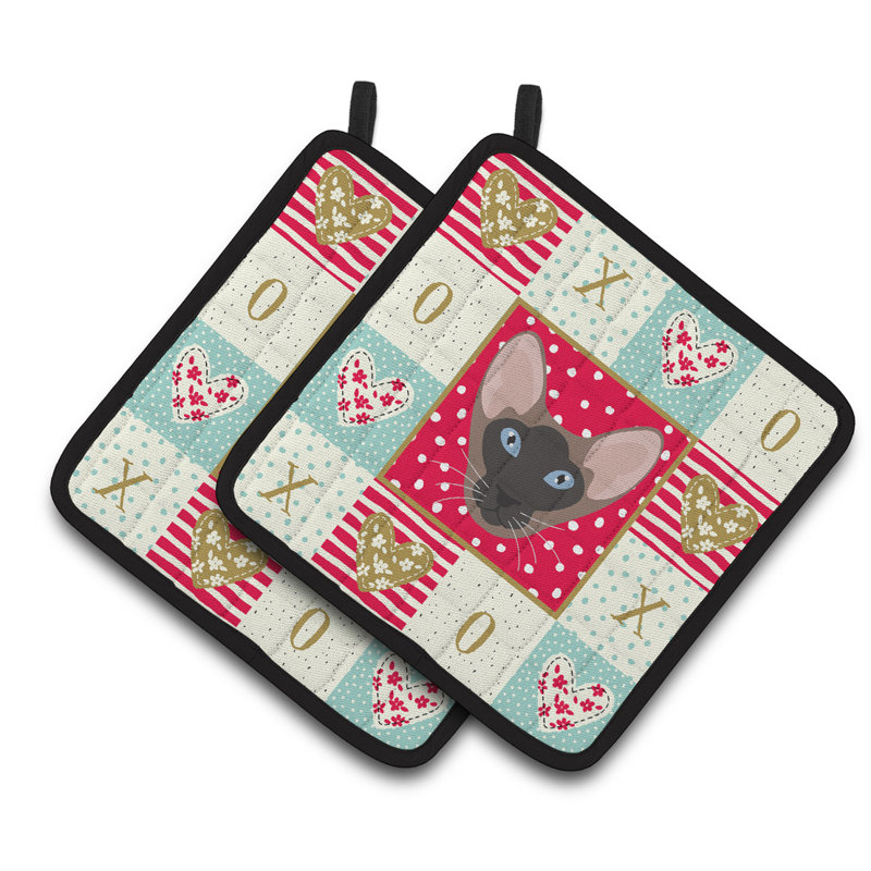 Ensemble de cuisinier poignée 2 pièces carolines brésilien chat love, Oriental bicolore