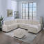 Fauteuil sans accoudoirs en velours côtelé beige