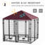 Chenil d'extérieur pour chien 5 pi x 5 pi x 5 pi avec porte-bol rotatif, parc pour animaux de compagnie, clôture pour chien en acier soudé avec auvent résistant à l'eau et aux rayons UV, noir et rouge