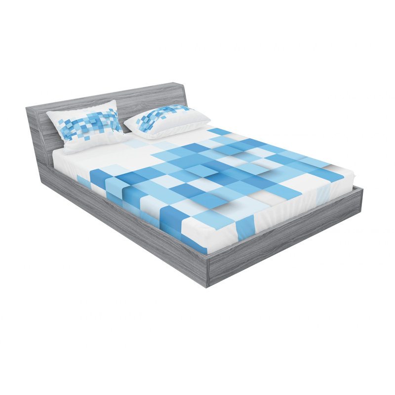 Ensemble de draps mosaïque graphique 3d, Ensemble de draps pour lit double avec un drap-hou