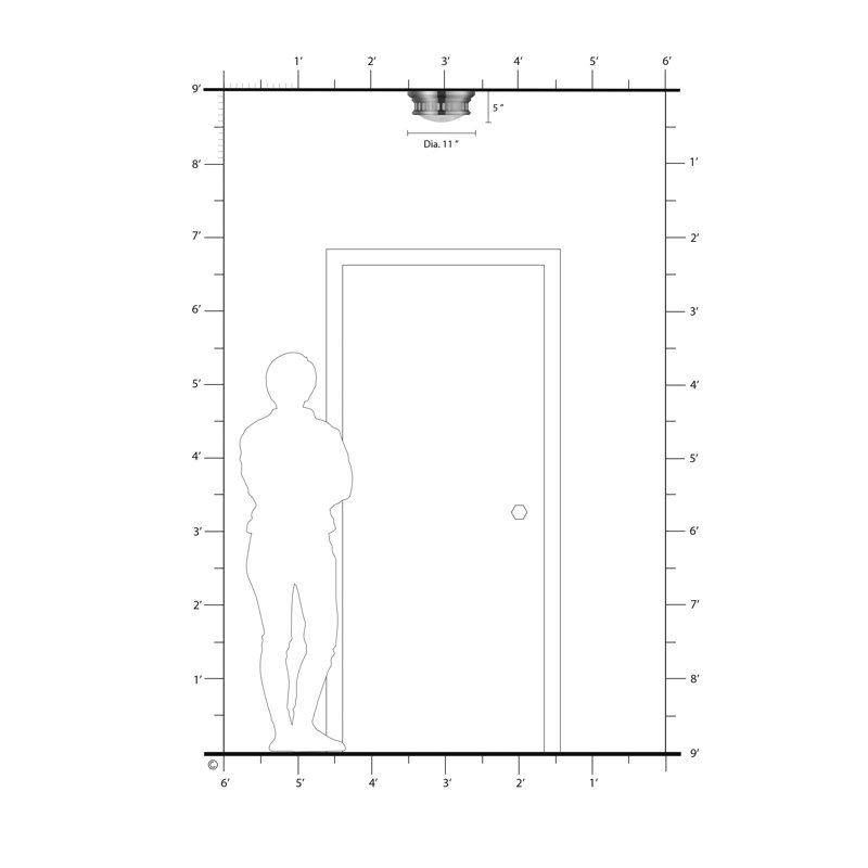Berwick Glass Flush Mount, Bronze, 5" H x 11" W x 11" D