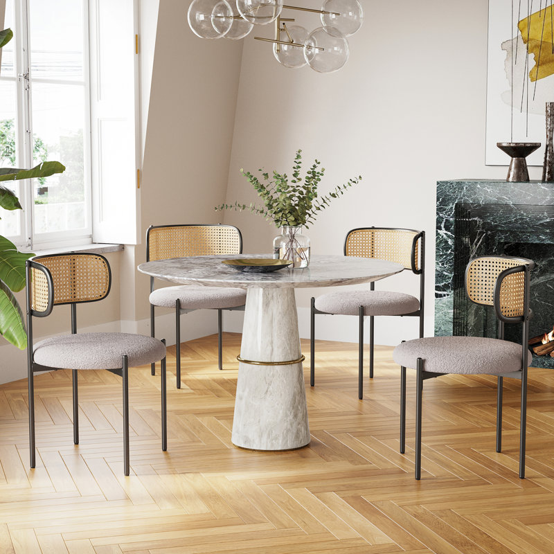 Canice Boucle Upholstered Metal Leg Side Chair, Gray