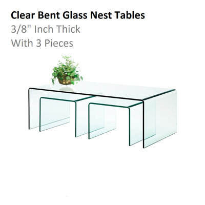 Gabilan Glass Top Nesting Tables Built-In Outlets