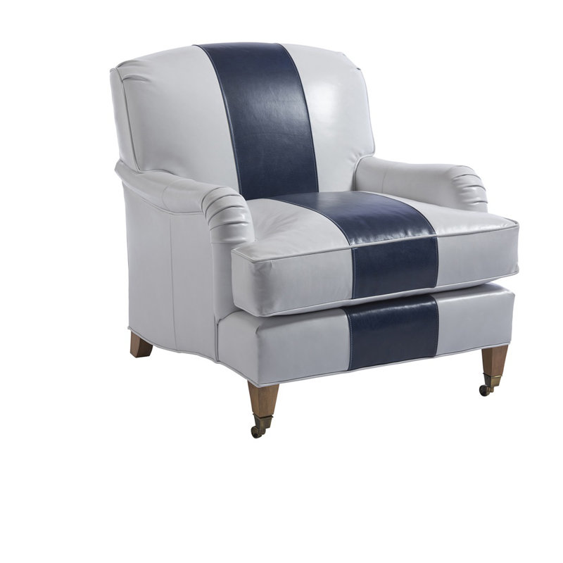 Barclay Butera Upholstery Armchair, Gray/Blue Leather Match