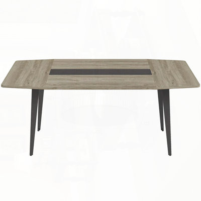 Longue table de bureau, table de conférence de style naturel, table de réunion en forme de bateau