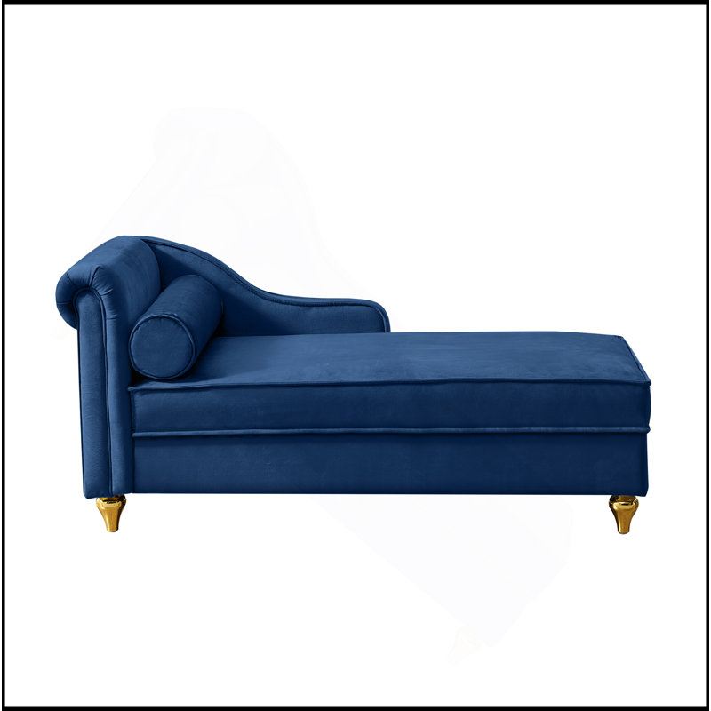 Chaise longue moderne avec revêtement en velours, Marine
