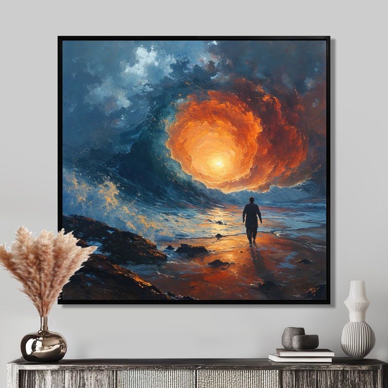 «Walking Into Celestial Radiance», art mural décorations spatiales, H 16 po x l 16 po x P 1 po, Cadre flottant noir