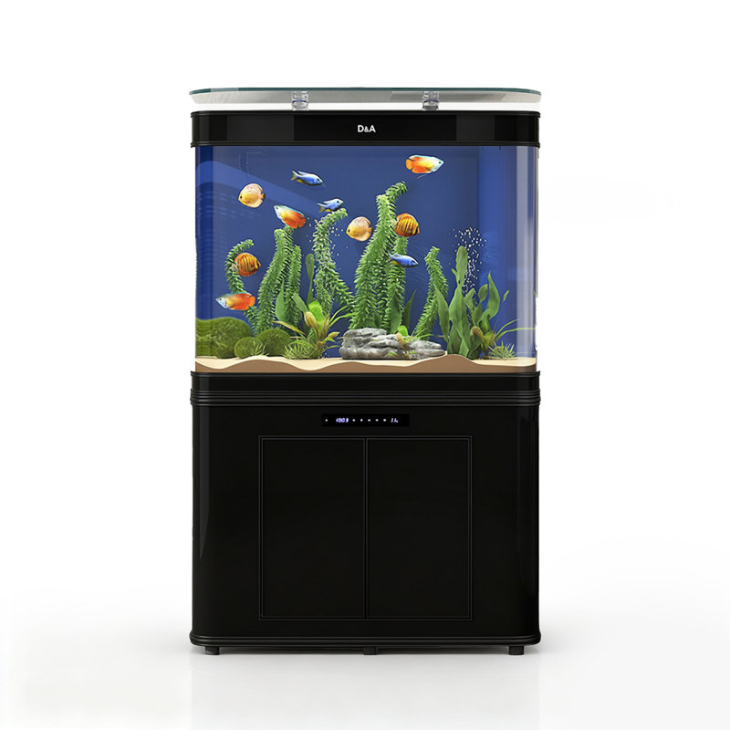 Aquariums aquatiques haute définition à filtre inférieur incurvé, H 62,2 po x l 39,37 po x P 19,69 po, Noir