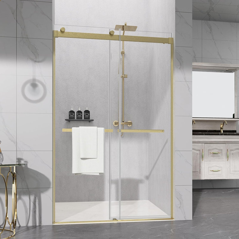 Gold and Clear 48" x 76" Double Sliding Shower Door