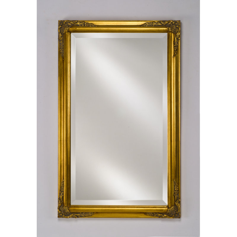 Gwyneth Wood Rectangle Wall Mirror, Antique Gold, 16" H x 26" W