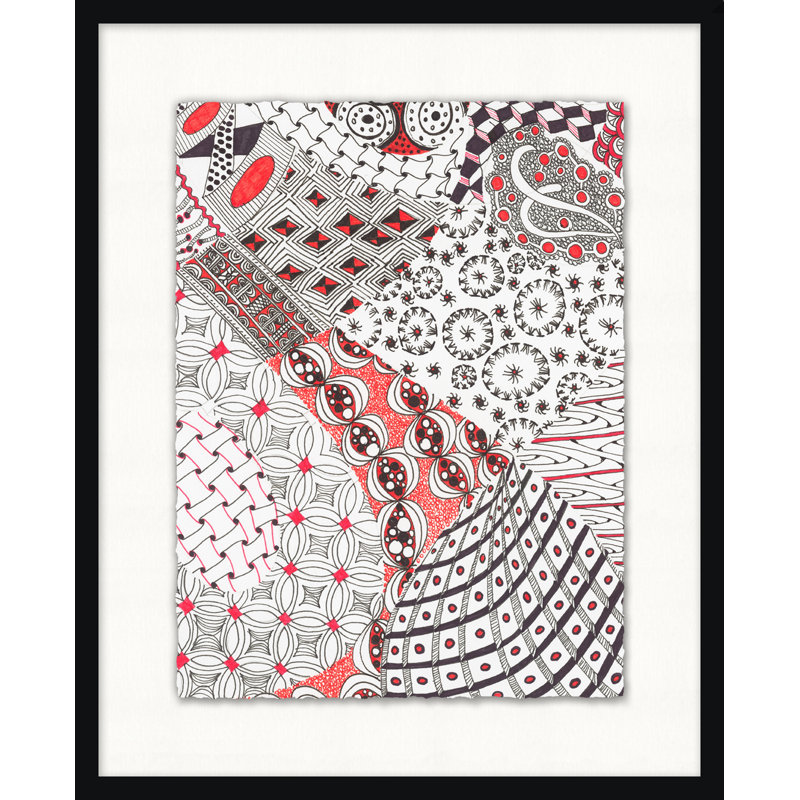 Noir et blanc et rouge sur 1 - encadré, impression sur papier