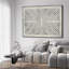 Motif géométrique moderne avec motif de lignes noires et blanches, très grand encadré (assemblage requis)-105076051
