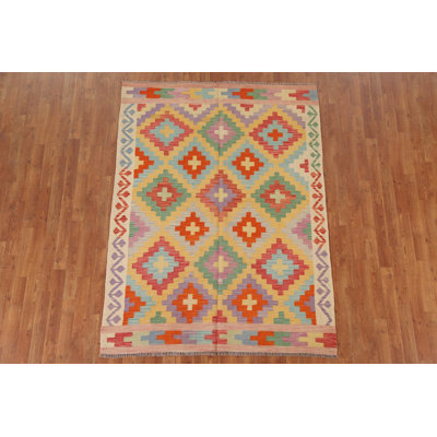 Reversible Wool Kilim Oriental Area Rug 5x7
