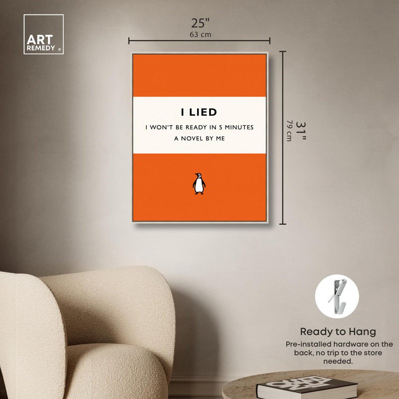 «I Lied Canvas Print Quotes Art Prints» par Art Remedy, H 31 po x l 25 po, Cadre argenté