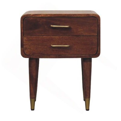 Solid Wood Astor 2-Drawer Nightstand,Brown