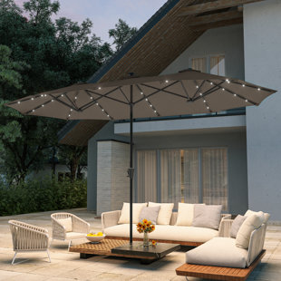 13x7.2Ft LED Double-Sided Patio Umbrella, Market Twin Umbrella