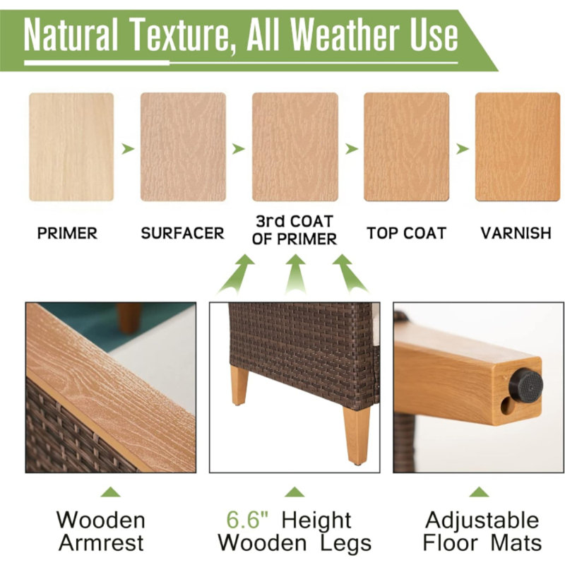 78'' Wide Rectangle Wood Patio Sofa with Cushions