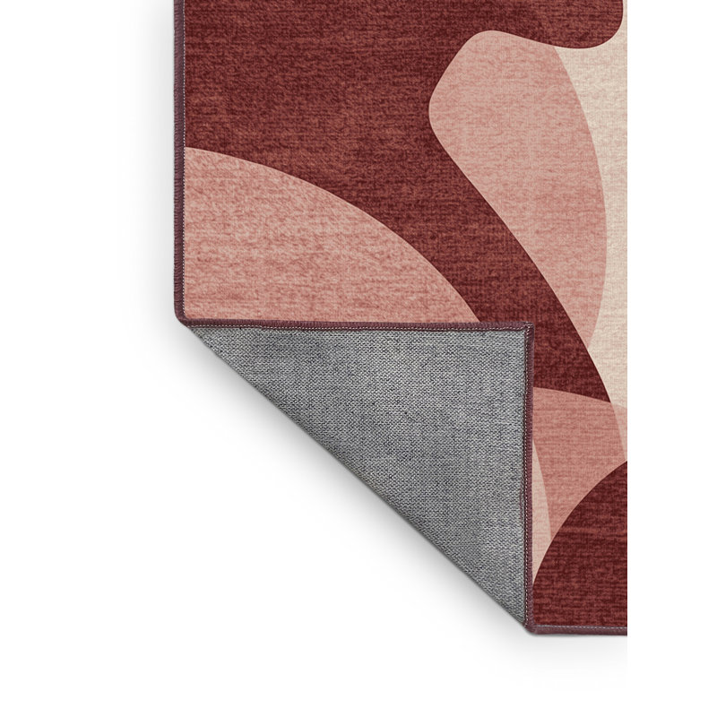 Tapis rose moderne et contemporain lavable à la machine Adamek Valentines - reliure rose, 7 x 9