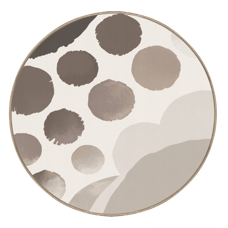 Tapis beige moelleux doux et moelleux Cropsey, Rond 3 pi