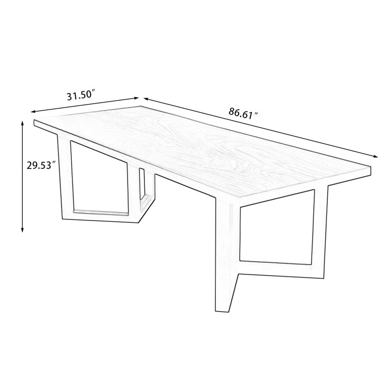 Tan Rectangular Solid Wood Butterfly Leaf  Dining Table, 29.53"H x 86.61"L x 31.5"W