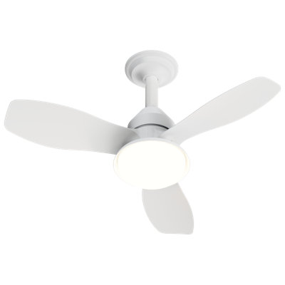 Ventilateur de plafond blanc 24,4 po avec lumière, 3 pales en ABS, moteur à courant continu silencieux réversible à 6 vitesses, DEL à intensité variable 3000K-6500K, application et télécommande, ventilateur encastré pour patio de salon de chambre à coucher