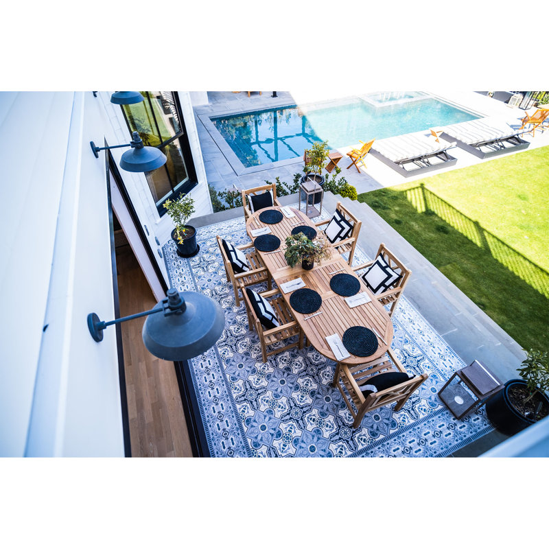 Extendable Teak Oval Solid Wood Dining Table