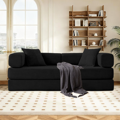 Boneless Aldora 78" King Size Convertible Sleeper Sofa Bed With 2 Pillows, Corduroy Folding Mattress Couch, No Assembly Required , Floor Sofa Lounge Couch For Living Room Small Spaces