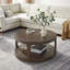 Table basse 40 po, rangement ouvert à 2 niveaux, table basse ronde-350722330