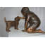 Statue garçon et chien en bronze - Taille: L 30 po x l 18 po x H 18 po