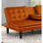 Contemporary Style Futon Sofa Bed Built In USB Chargers Biscuit Tufting Seat And Back Back Seat Drop Down Table With Cup Holder Easily Convert To Bed Orange Finish-695905232