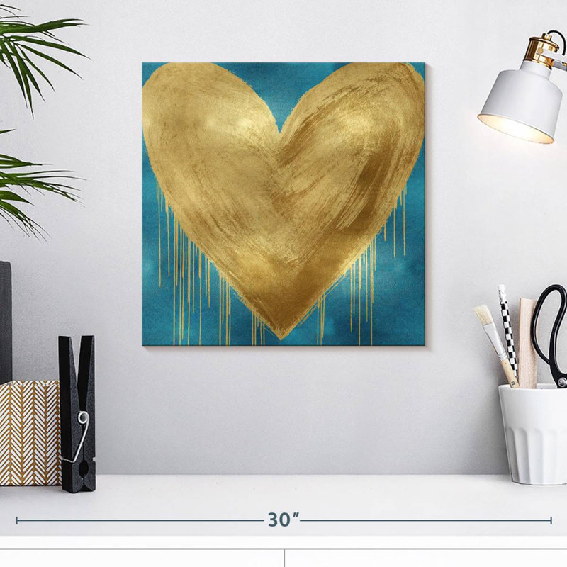 Hardie Big Hearted Gold On Aqua, 16" H x 16" W