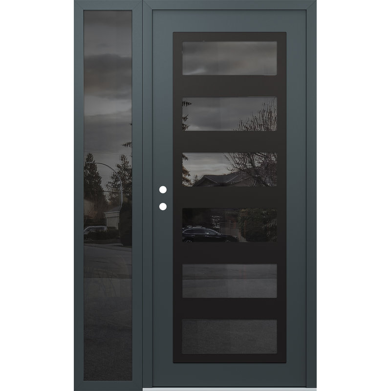 C9 droitier 48 po X 80 po Panneau d'entrée en verre noir anthracite et gris anthracite, Oui, L 49,25 po x H 81,69 po
