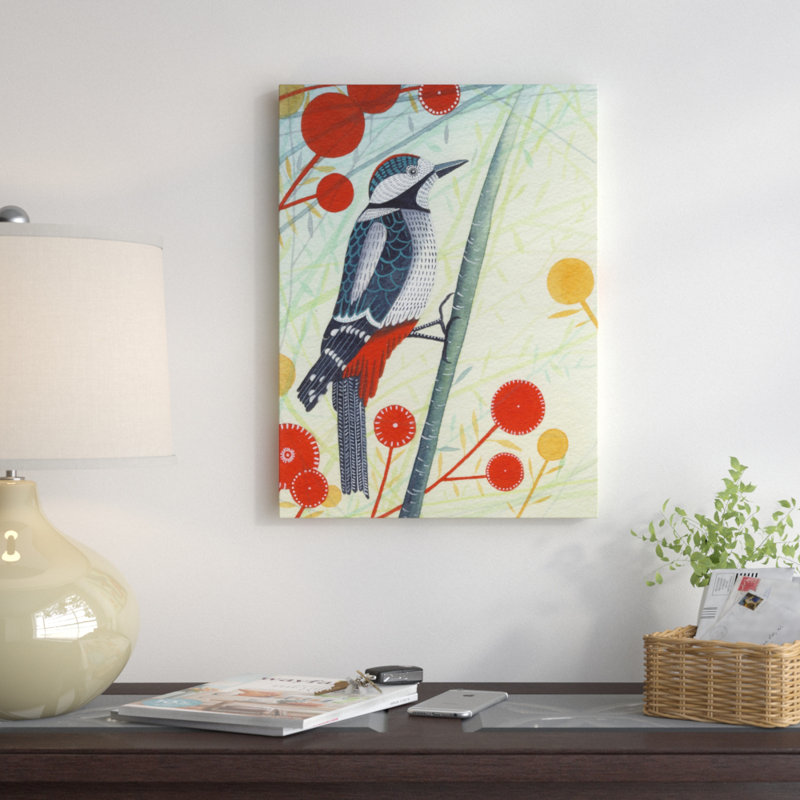 « woodpecker », reproduction sur toile tendue, H 19 po x l 14 po
